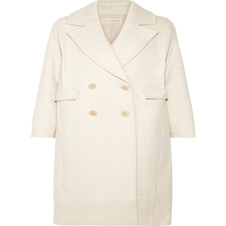 Damen Bodenlanger Relaxed-Fit Wollmix-Mantel mit soften Schultern und Seitenschlitz Drune