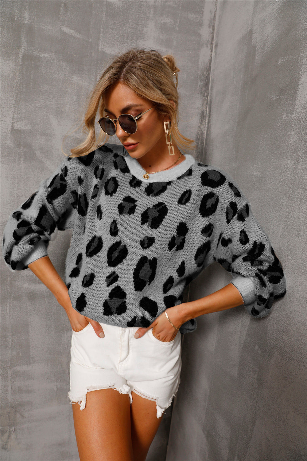 Drune Große Größe Leopard Pullover