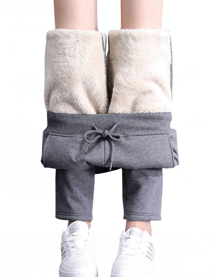 Damen nan gefütterte Thermo-Jogginghose mit Teddyfutter, elastischem Bund und Kordelzug Drune