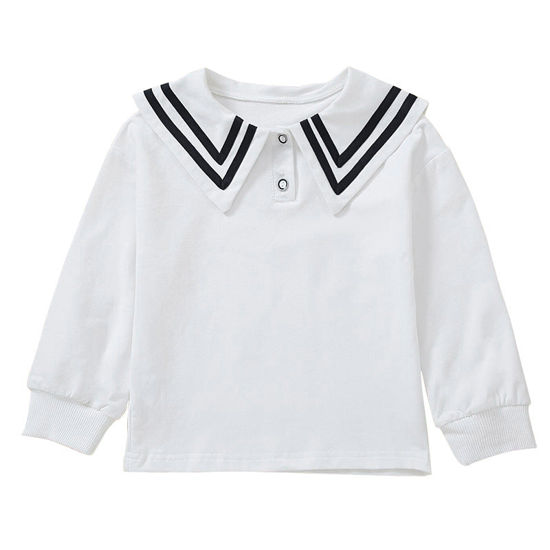 Damen Matrosenbluse mit modernem Kragen und Knopfdetails Drune
