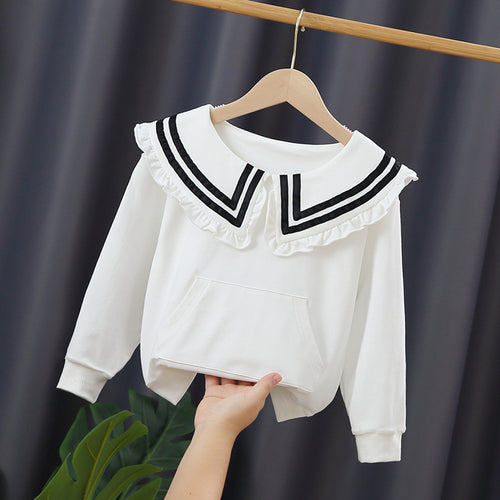 Mädchen Kapuzenpullover mit maritimem Kragen Drune