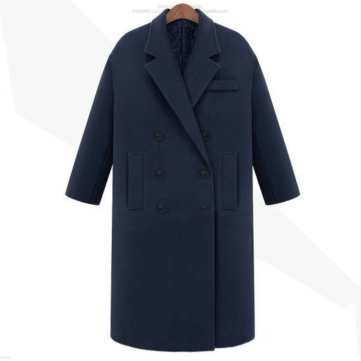 Herren Longcoat im minimalistischen Doppelreiher aus Wollmix mit kastiger Oversize-Silhouette Drune