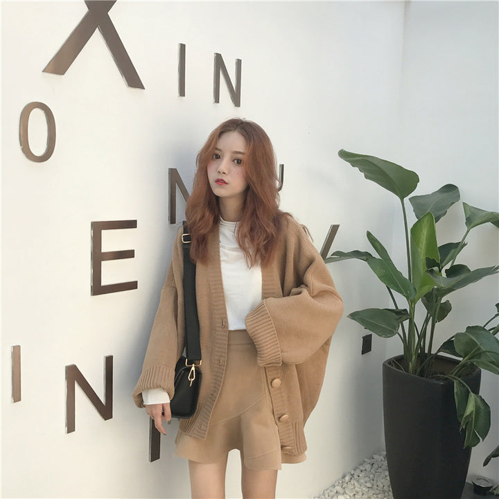 Damen Großer Strickcardigan mit lässigem Design und knöpfbarem Verschluss Drune
