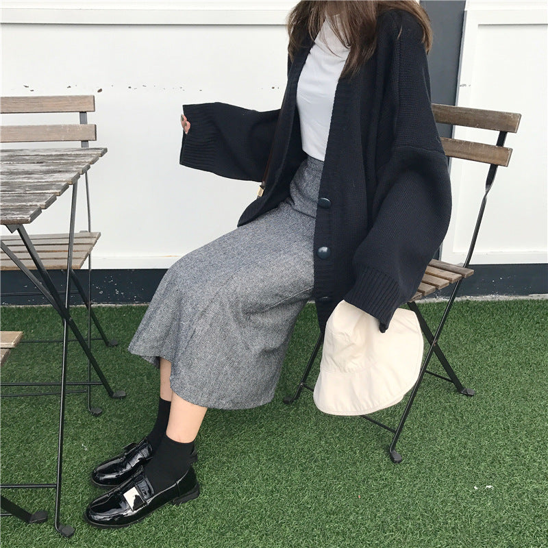 Damen Großer Strickcardigan mit lässigem Design und knöpfbarem Verschluss Drune