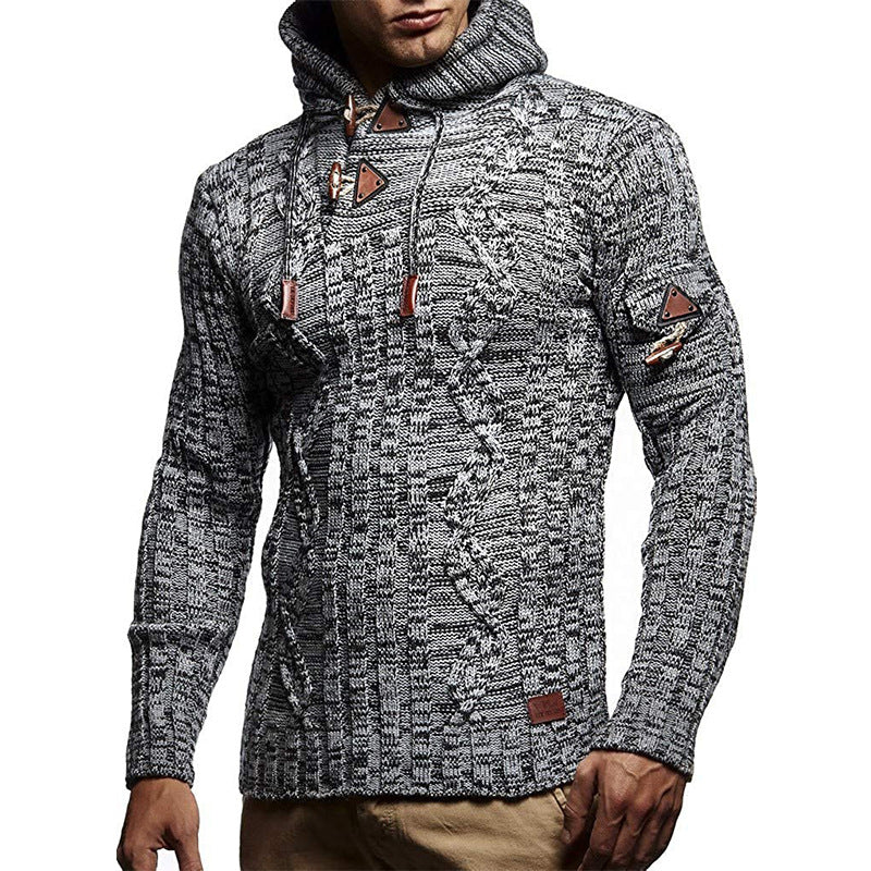 Herren Strickpullover mit Kapuze und hochwertiger Struktur Drune