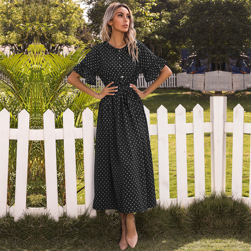 Damen Midi-Kleid mit Knopfleiste und fließendem Schnitt Drune