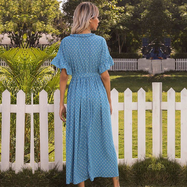 Damen Midi-Kleid mit Knopfleiste und fließendem Schnitt Drune