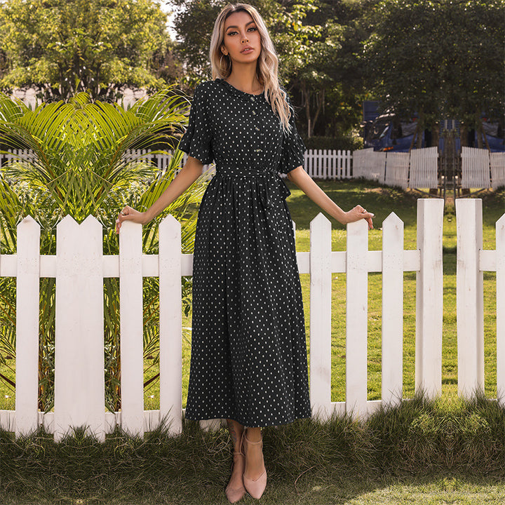 Damen Midi-Kleid mit Knopfleiste und fließendem Schnitt Drune