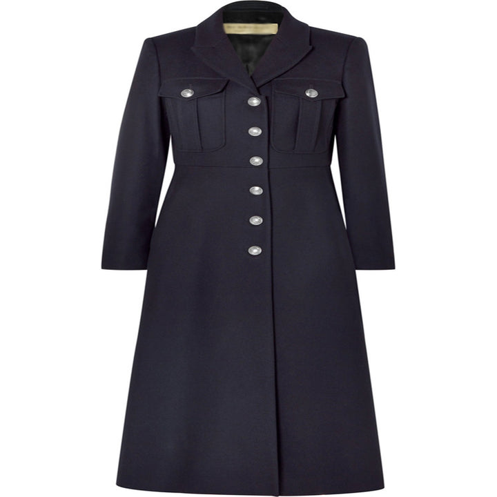 Damen Militärischer Longcoat aus Wollmix mit markanter Knopfleiste und Pattentaschen Drune