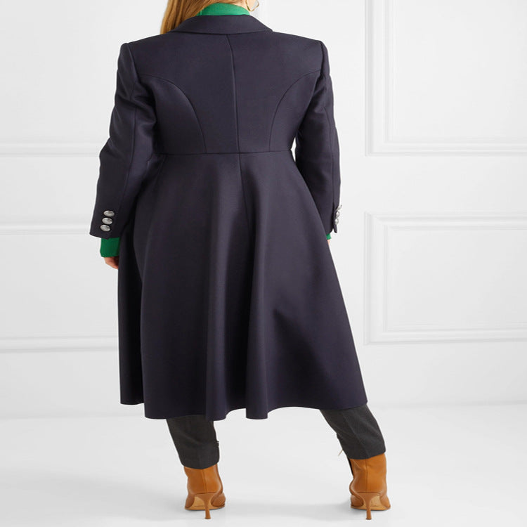 Damen Militärischer Longcoat aus Wollmix mit markanter Knopfleiste und Pattentaschen Drune