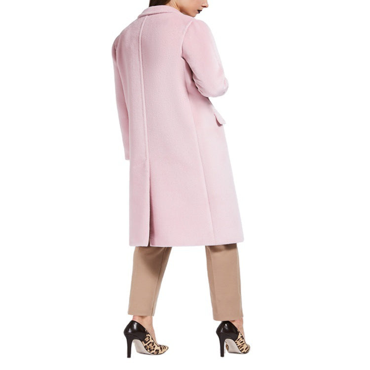 Damen Midilanger Teddy‑Wollmix‑Mantel mit Doppelreihe, Pattentaschen und weichfallendem Revers Drune