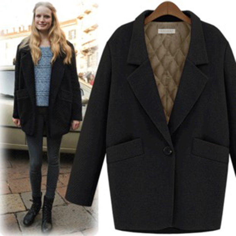 Damen Oversize Wollmix Shortcoat mit gesteppter Innenfütterung und Pattentaschen Drune