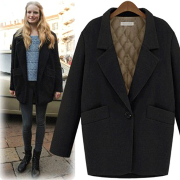 Damen Oversize Wollmix Shortcoat mit gesteppter Innenfütterung und Pattentaschen Drune