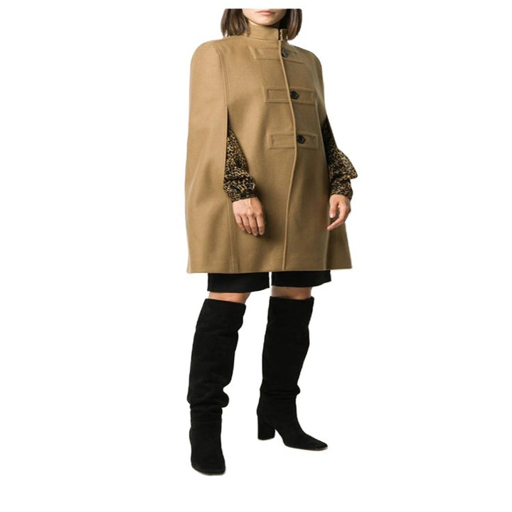 Damen Wollmix‑Cape mit Stehkragen, verdeckten Armöffnungen und puristischem Tailoring Drune