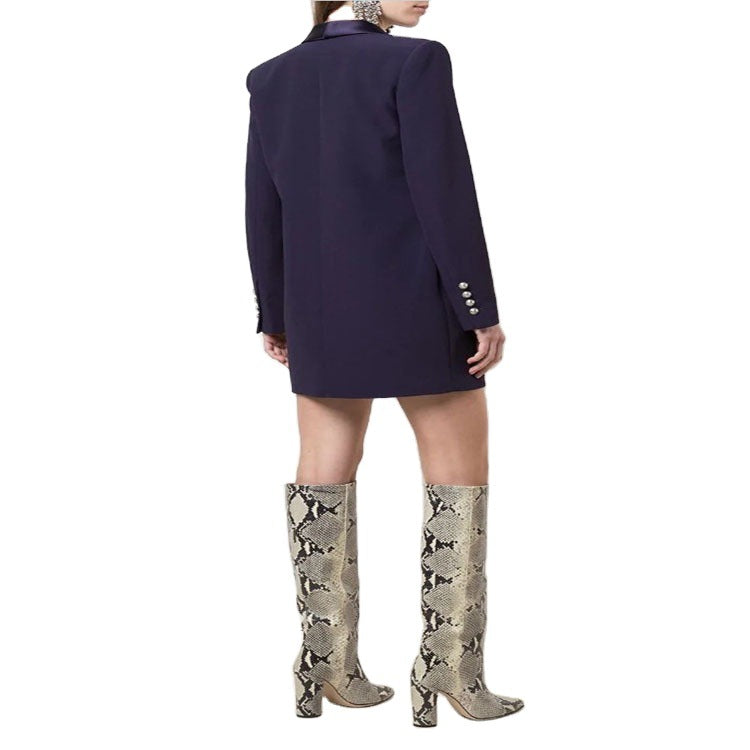 Damen Blazerkleid im Tailoring‑Look mit satiniertem Schalkragen und strukturierten Schultern Drune