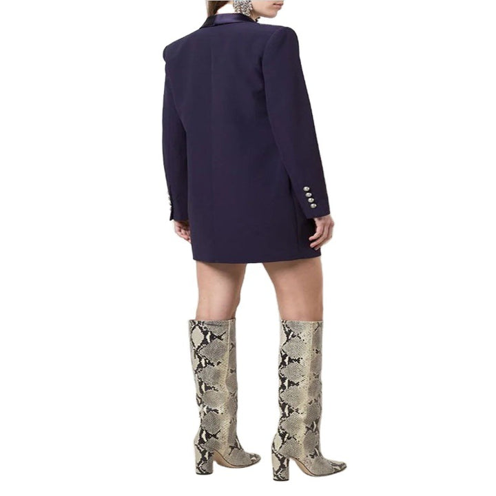 Damen Blazerkleid im Tailoring‑Look mit satiniertem Schalkragen und strukturierten Schultern Drune