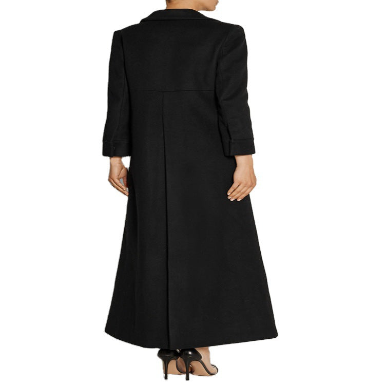 Damen Bodenlanger Einreiher-Mantel mit Gehschlitz und taillierter Silhouette Drune