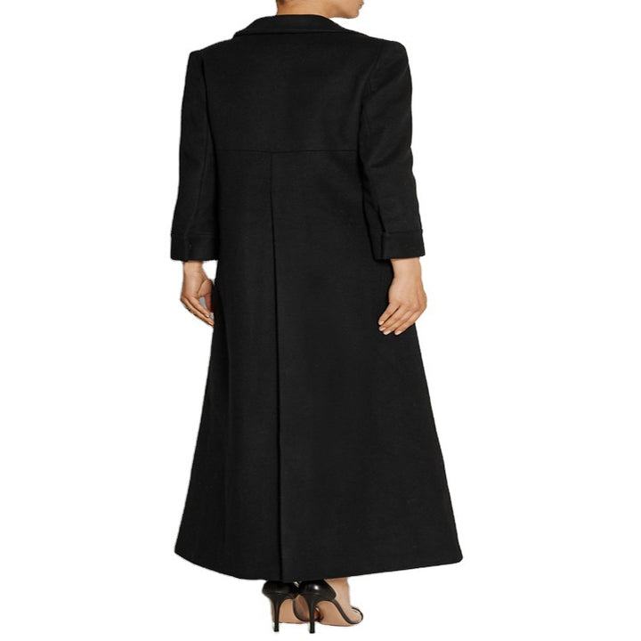 Damen Bodenlanger Einreiher-Mantel mit Gehschlitz und taillierter Silhouette Drune
