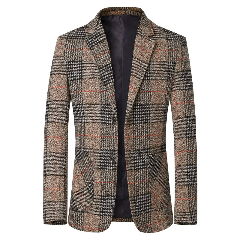 Herren Tweed-Sakko mit Glencheck-Muster und schmaler Passform Drune