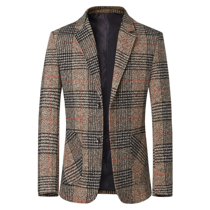 Herren Tweed-Sakko mit Glencheck-Muster und schmaler Passform Drune