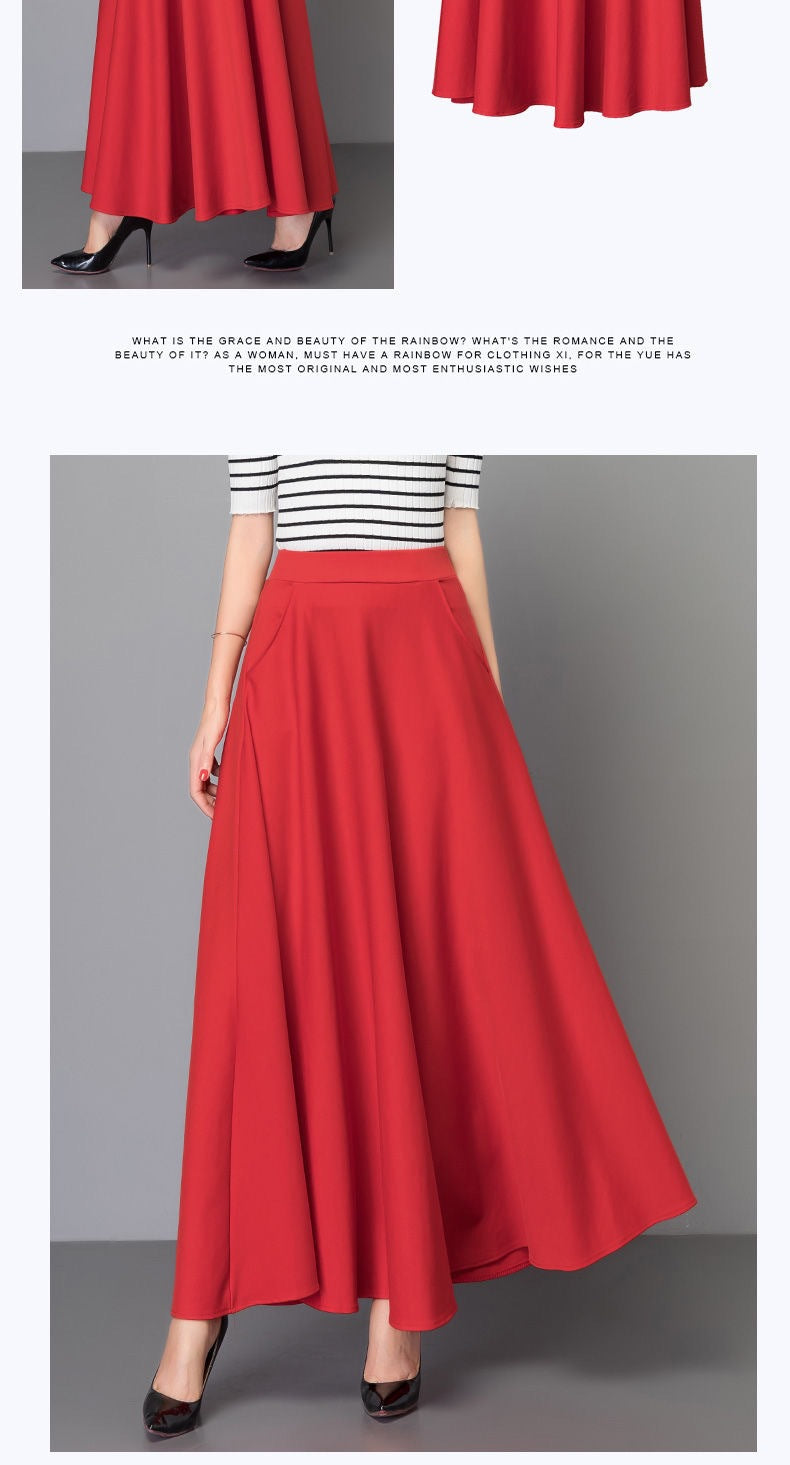 Damen Maxirock mit eleganter A-Linien-Silhouette und voluminösem Schnitt Drune