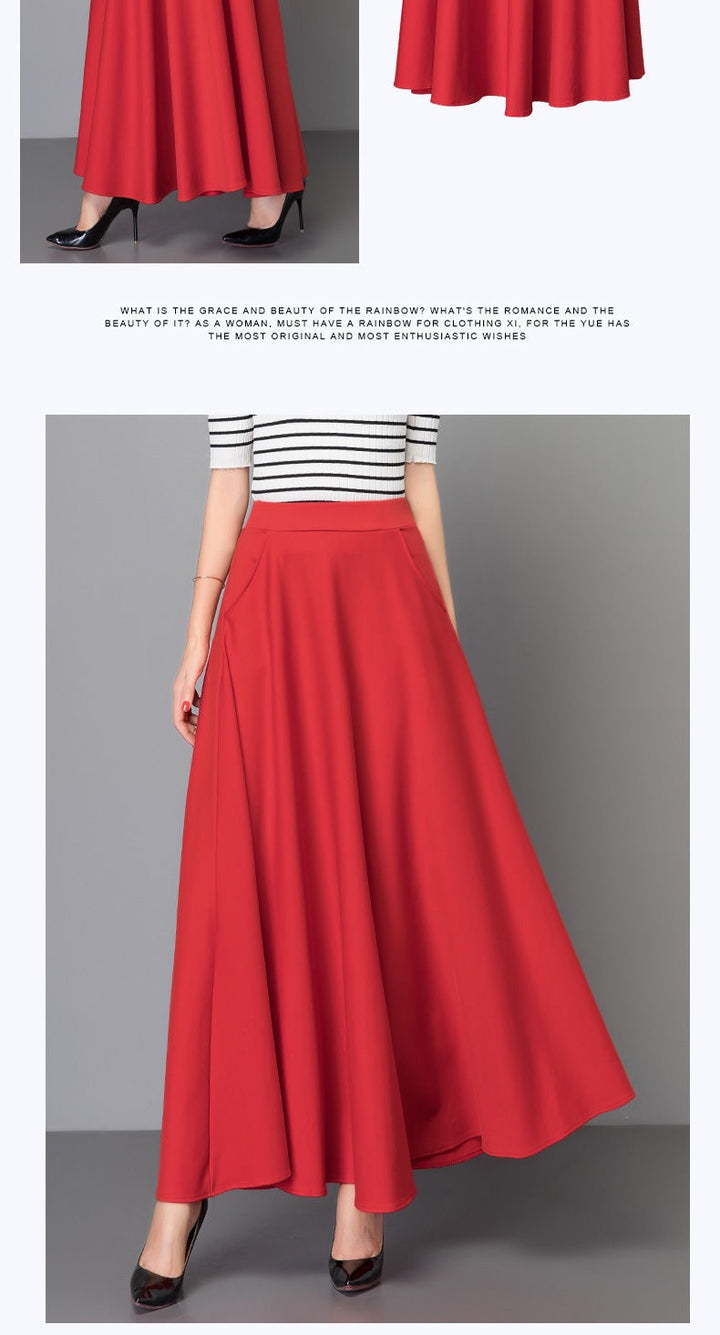 Damen Maxirock mit eleganter A-Linien-Silhouette und voluminösem Schnitt Drune