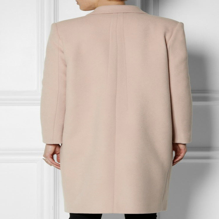 Damen Midilanger Wollmix-Mantel mit minimalistischer Einreiher-Front und Pattentaschen Drune
