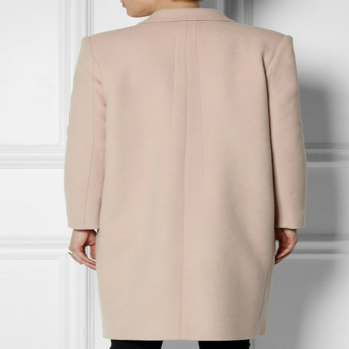 Damen Midilanger Wollmix-Mantel mit minimalistischer Einreiher-Front und Pattentaschen Drune