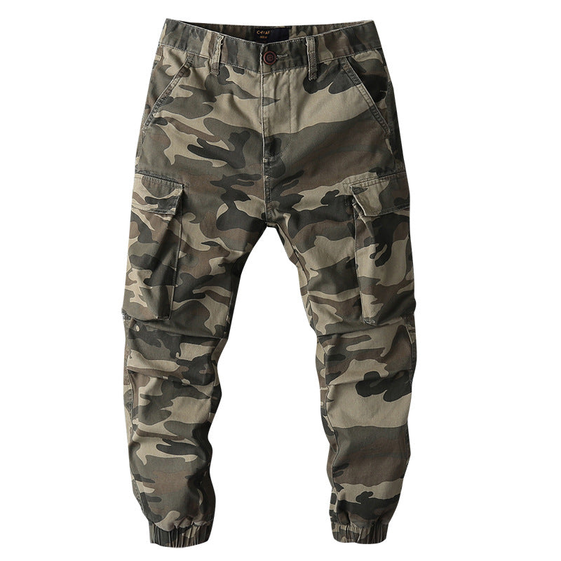 Herren Cargohose im Military-Stil mit elastischen Bündchen und Mehrfachtaschen Drune