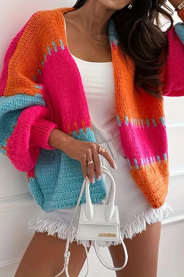 Drune | Lässiger Strickcardigan mit kontrastierenden Nahtdetails