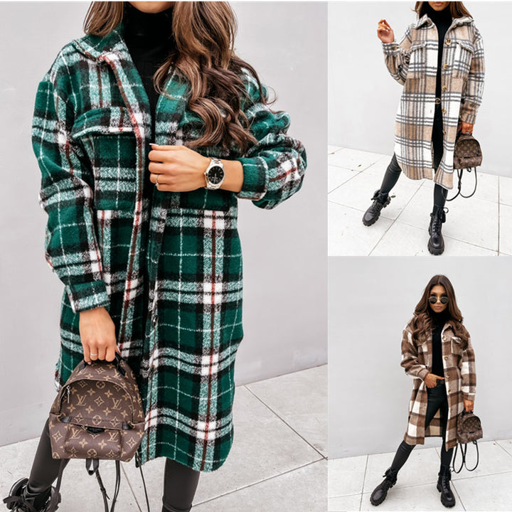 Damen Übergroße Karojacke aus weichem Flanell mit Knopfleiste Drune