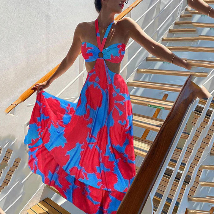Damen Maxikleid mit frechem Cut-Out und dekorativem Ringelement Drune