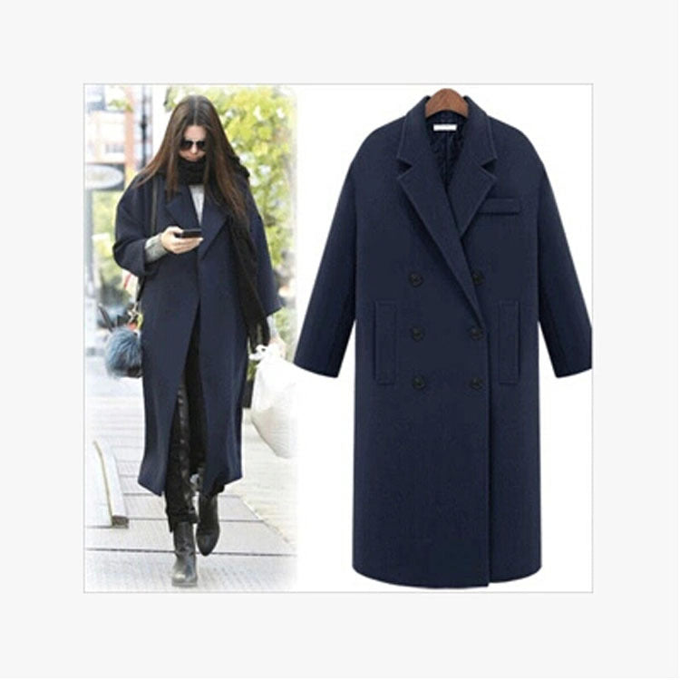Herren Longcoat im minimalistischen Doppelreiher aus Wollmix mit kastiger Oversize-Silhouette Drune