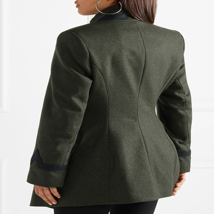 Damen Taillierter Militärmantel im A‑Linien‑Schnitt mit asymmetrischer Knopfreihe Drune