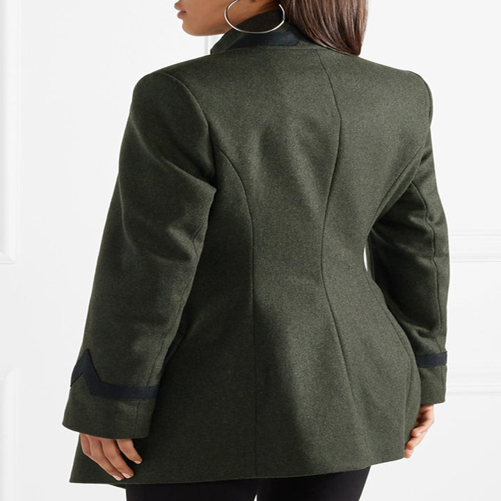 Damen Taillierter Militärmantel im A‑Linien‑Schnitt mit asymmetrischer Knopfreihe Drune
