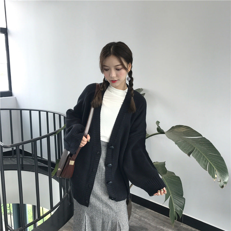 Damen Großer Strickcardigan mit lässigem Design und knöpfbarem Verschluss Drune