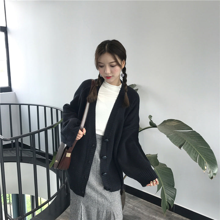 Damen Großer Strickcardigan mit lässigem Design und knöpfbarem Verschluss Drune