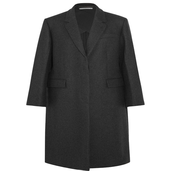 Damen Oversize Einreihiger Maxilanger Wollmix-Longcoat mit relaxter Schulter und Pattentaschen Drune