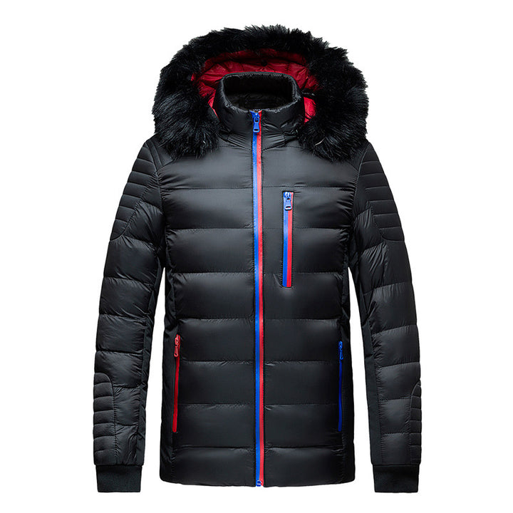 Herren Steppjacke mit Kapuze und Kunstfellbesatz, wind- und wasserabweisend Drune