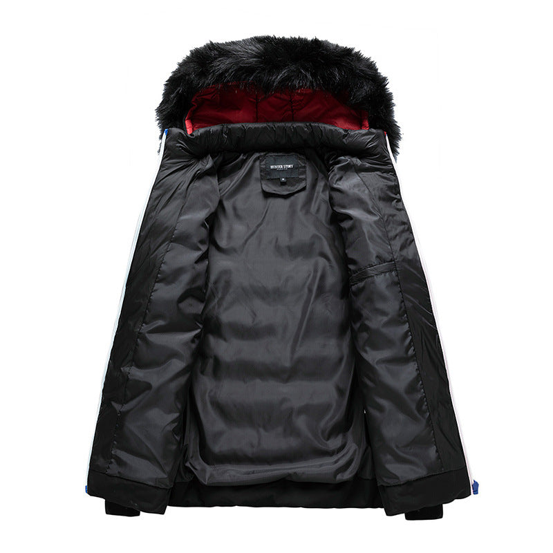 Herren Steppjacke mit Kapuze und Kunstfellbesatz, wind- und wasserabweisend Drune