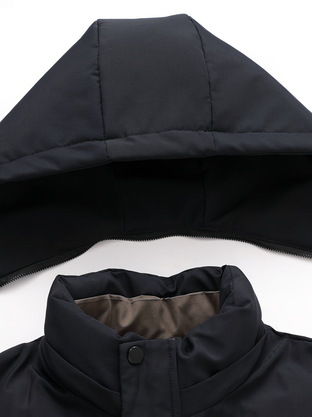 Drune | Herren Steppwintermantel mit Kapuze - Warme Jacke mit Reißverschluss und Taschen