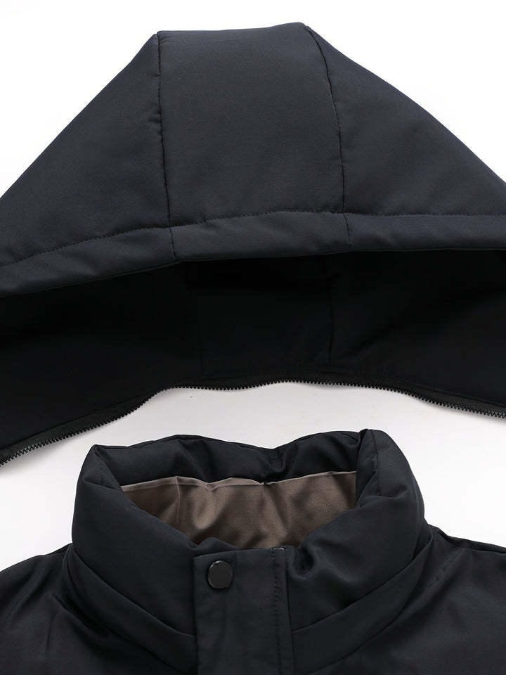 Drune | Herren Steppwintermantel mit Kapuze - Warme Jacke mit Reißverschluss und Taschen