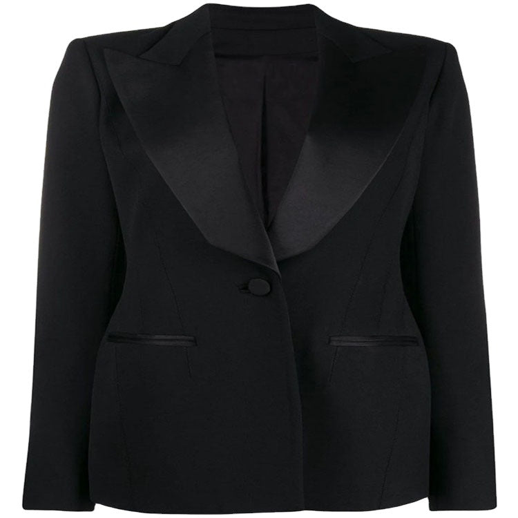 Damen Tailliertes Smoking-Blazerjackett mit Satin-Schalkragen und präzisem Tailoring Drune