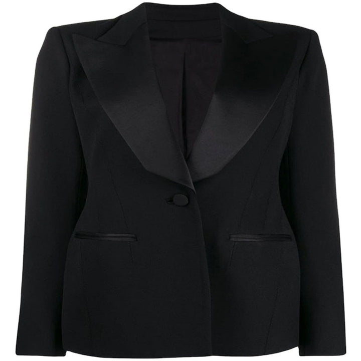 Damen Tailliertes Smoking-Blazerjackett mit Satin-Schalkragen und präzisem Tailoring Drune