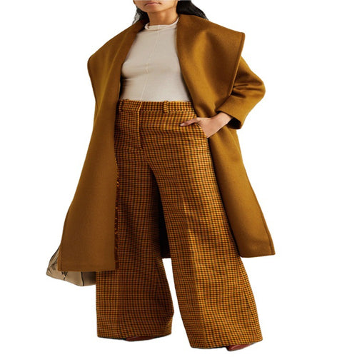 Damen Weite Karierte Palazzo-Hose mit hohem Bund Drune