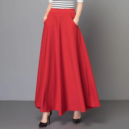 Damen Maxirock mit eleganter A-Linien-Silhouette und voluminösem Schnitt Drune