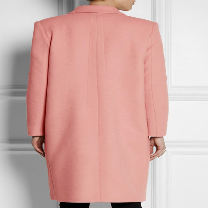 Damen Midilanger Wollmix-Mantel mit minimalistischer Einreiher-Front und Pattentaschen Drune
