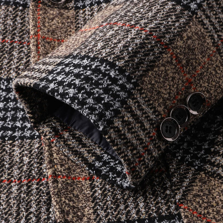 Herren Tweed-Sakko mit Glencheck-Muster und schmaler Passform Drune