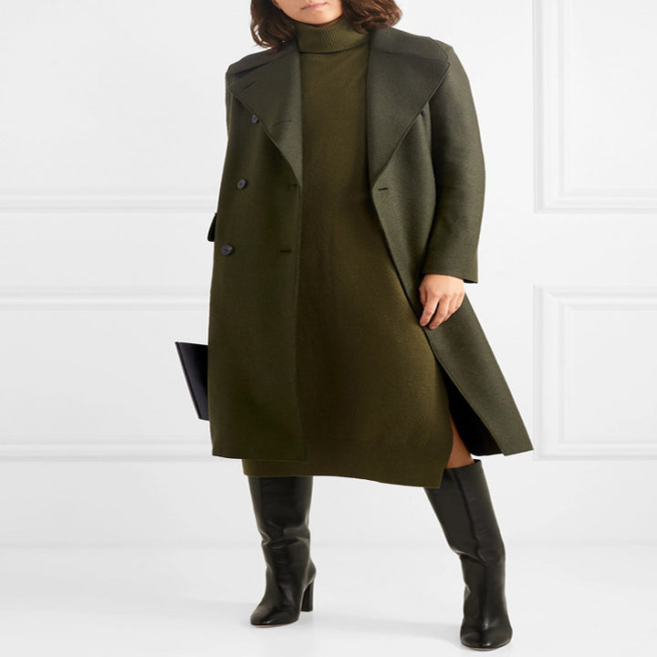 Damen Midilanges Rollkragen‑Strickkleid mit Seitenschlitz und relaxed Fit Drune