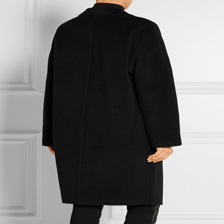 Damen Schlichter Oversize-Longmantel aus Woll‑Kaschmir‑Mix mit dezentem Revers und Ein‑Knopf‑Front Drune